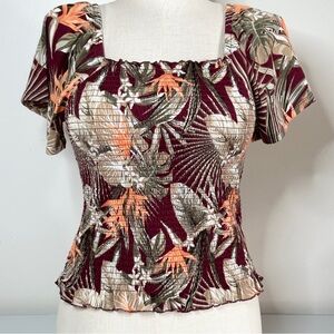 Cato Soft Stretch Tropical Print Top M